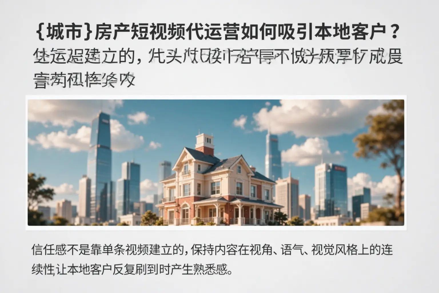 新平房产短视频代运营如何吸引本地客户?
